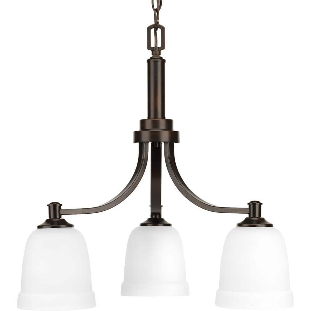 Progress Lighting Topsail Collection 3-Light Antique Bronze Etched Parchment Glass Coastal Chandelier Light