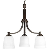 Progress Lighting Topsail Collection 3-Light Antique Bronze Etched Parchment Glass Coastal Chandelier Light