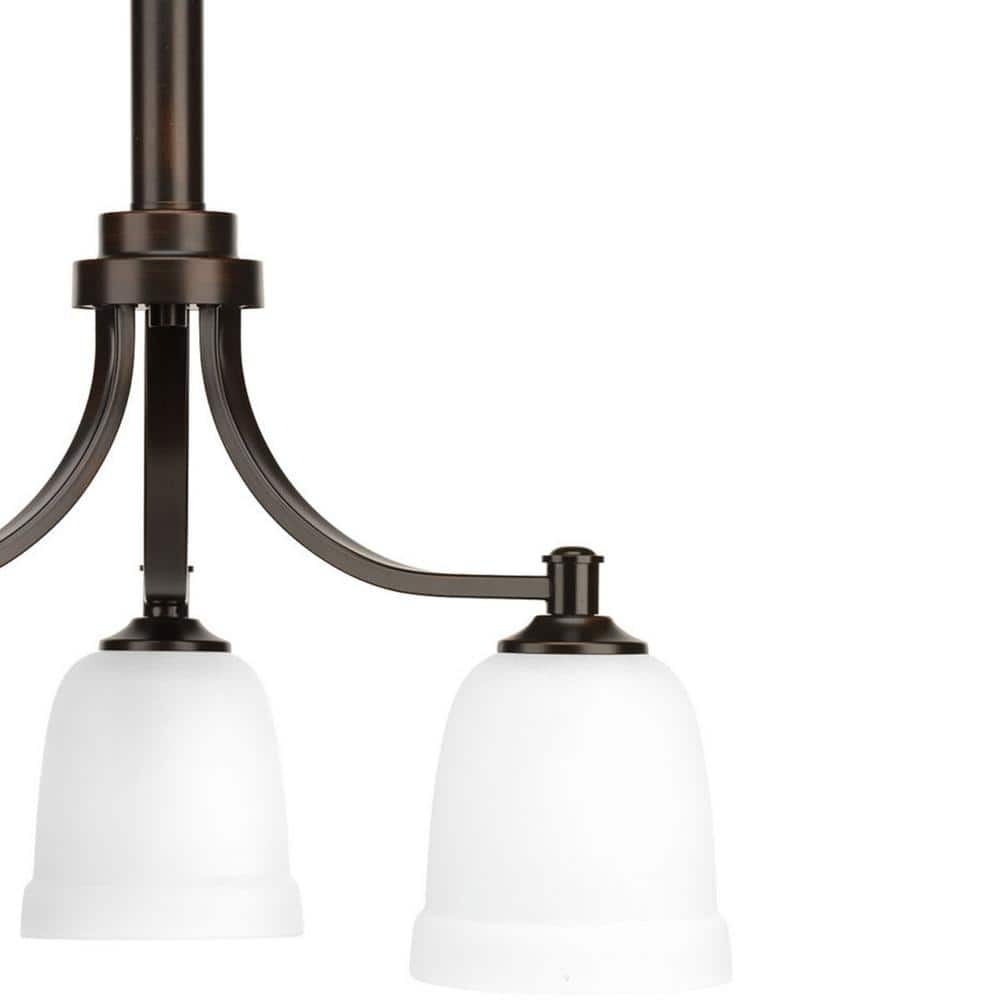 Progress Lighting Topsail Collection 3-Light Antique Bronze Etched Parchment Glass Coastal Chandelier Light