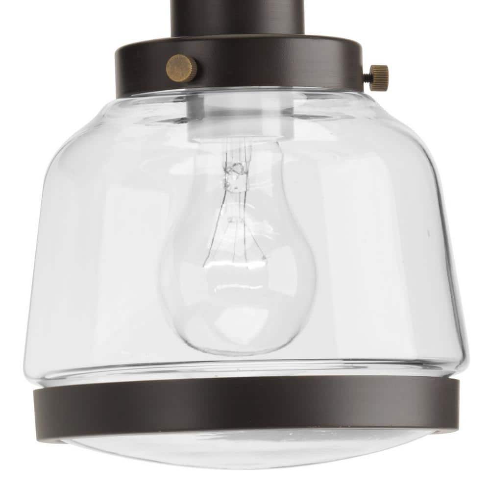 Progress Lighting Judson Collection 26 in. 5-Light Antique Bronze Clear Glass Farmhouse Chandelier Dining Room Light