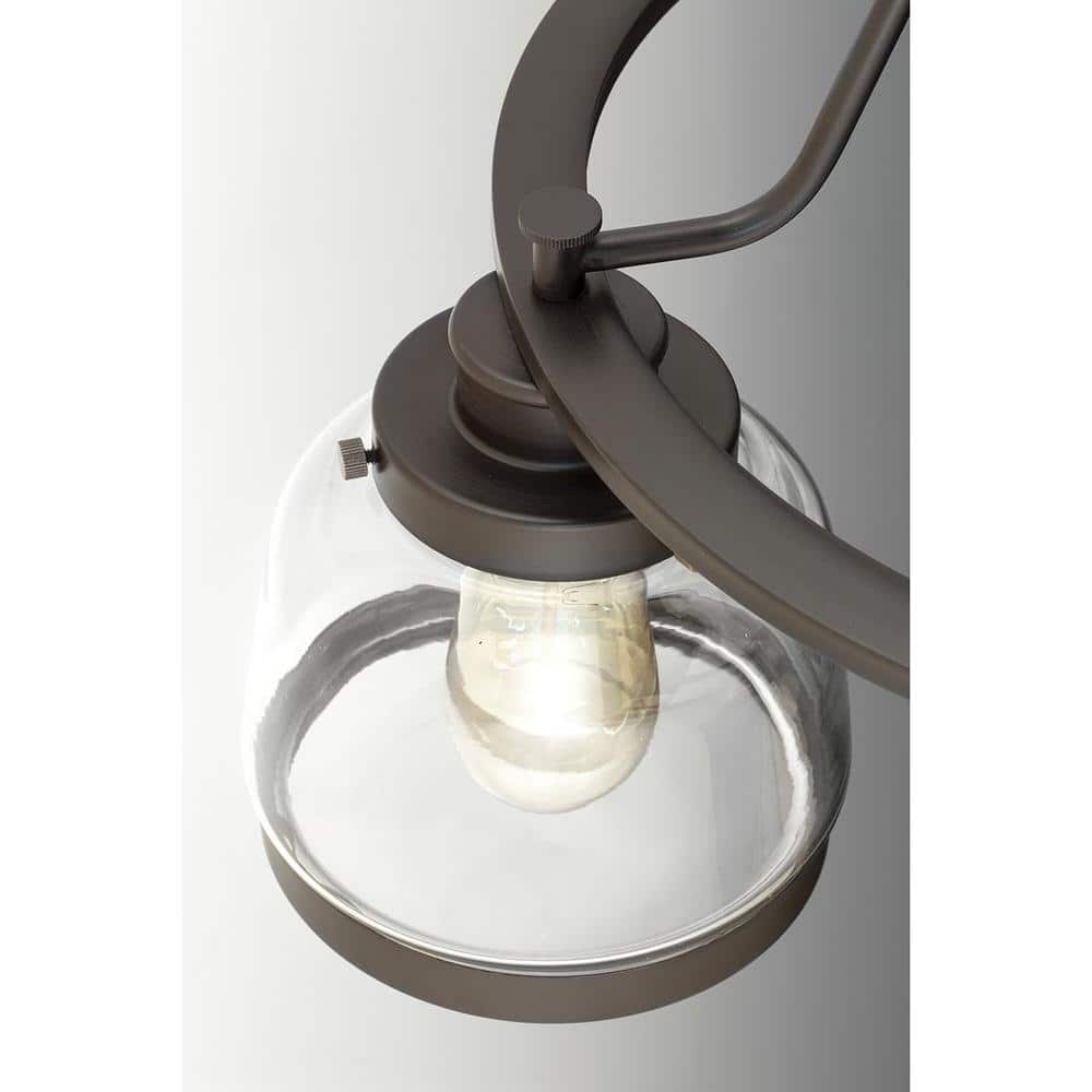 Progress Lighting Judson Collection 26 in. 5-Light Antique Bronze Clear Glass Farmhouse Chandelier Dining Room Light