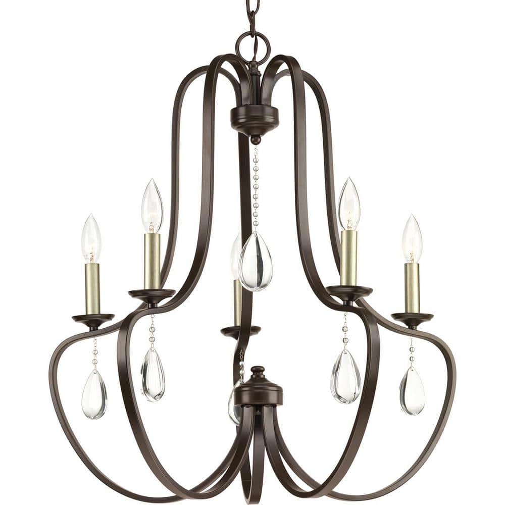 Progress Lighting Anjoux Collection 5-Light Antique Bronze Chandelier