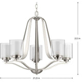 Progress Lighting Kene Collection 5-Light Brushed Nickel Clear Glass Craftsman Chandelier Light