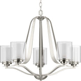 Progress Lighting Kene Collection 5-Light Brushed Nickel Clear Glass Craftsman Chandelier Light
