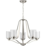 Progress Lighting Kene Collection 5-Light Brushed Nickel Clear Glass Craftsman Chandelier Light