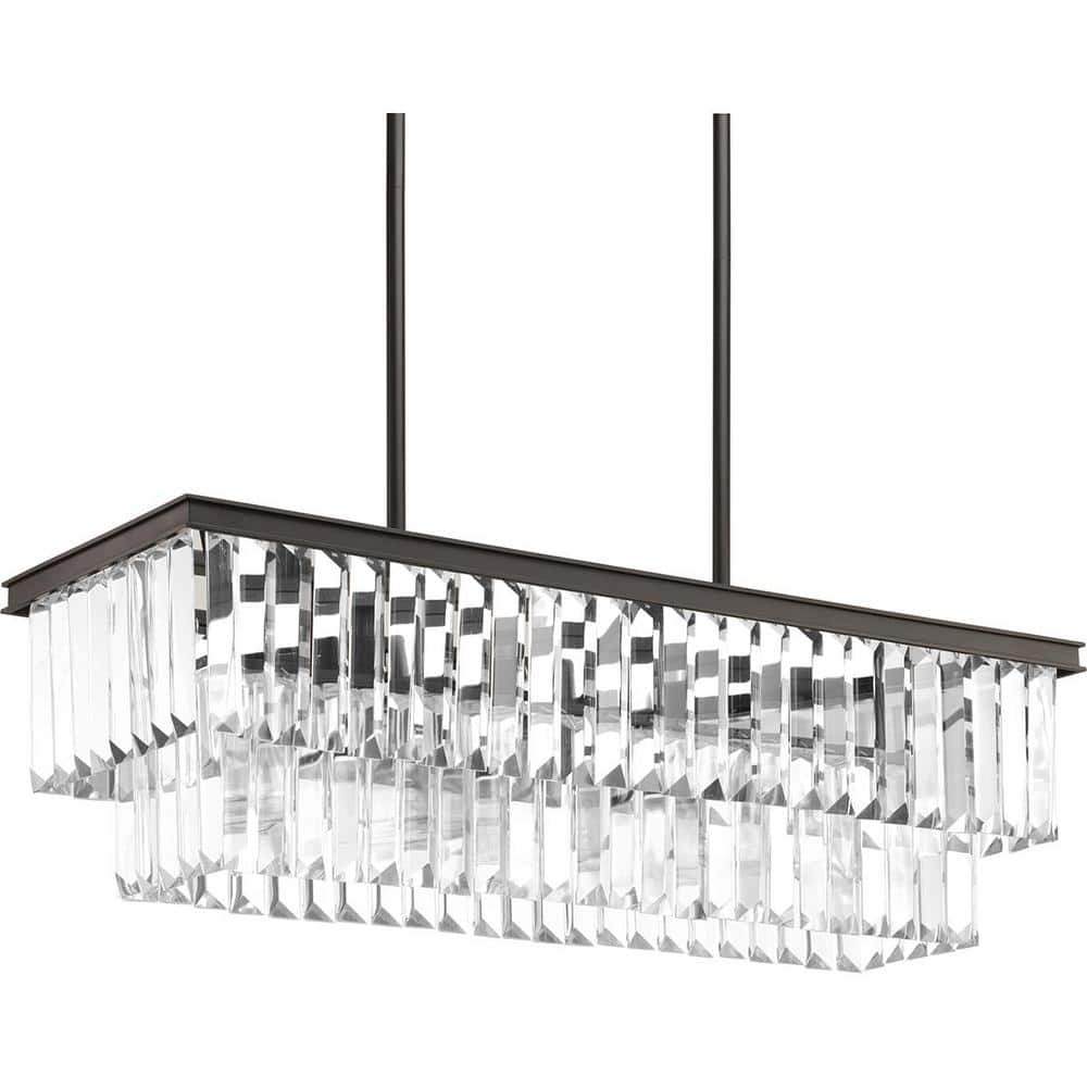 Progress Lighting Glimmer Collection 4-Light Antique Bronze Luxe Linear Chandelier Light