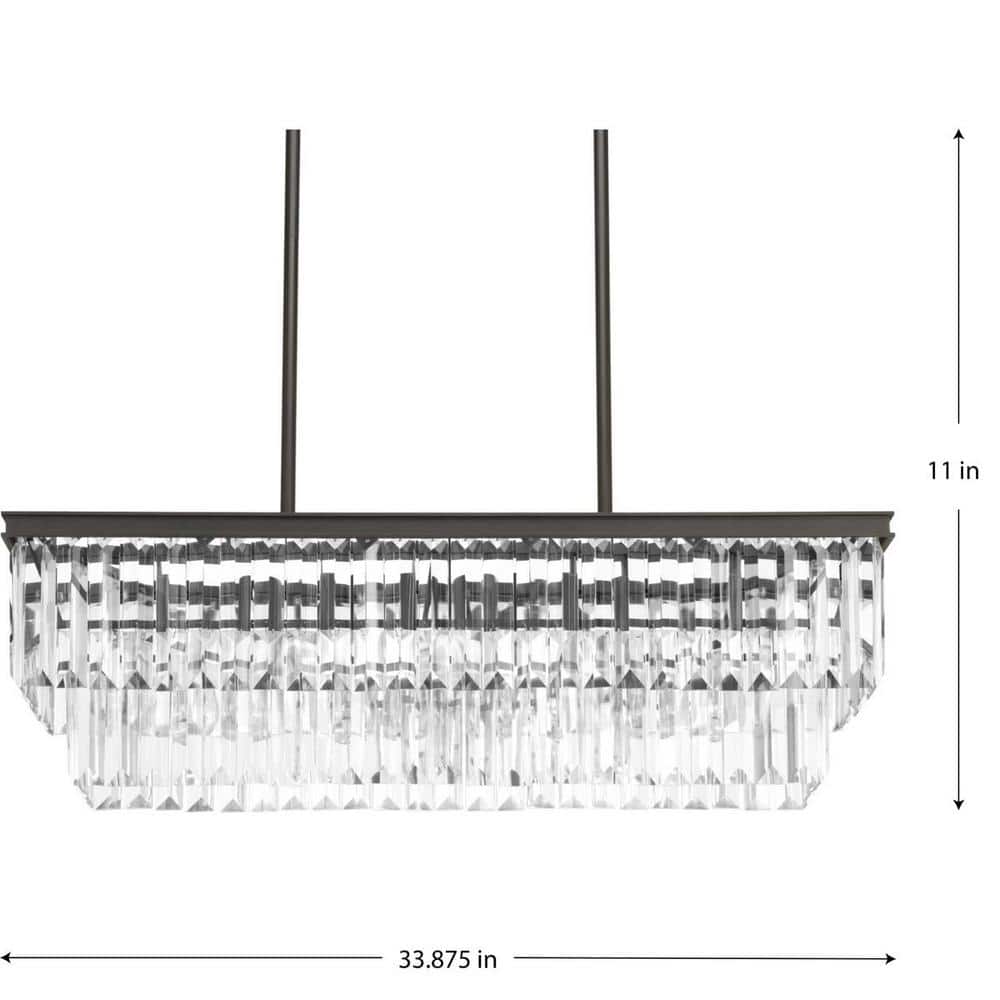 Progress Lighting Glimmer Collection 4-Light Antique Bronze Luxe Linear Chandelier Light