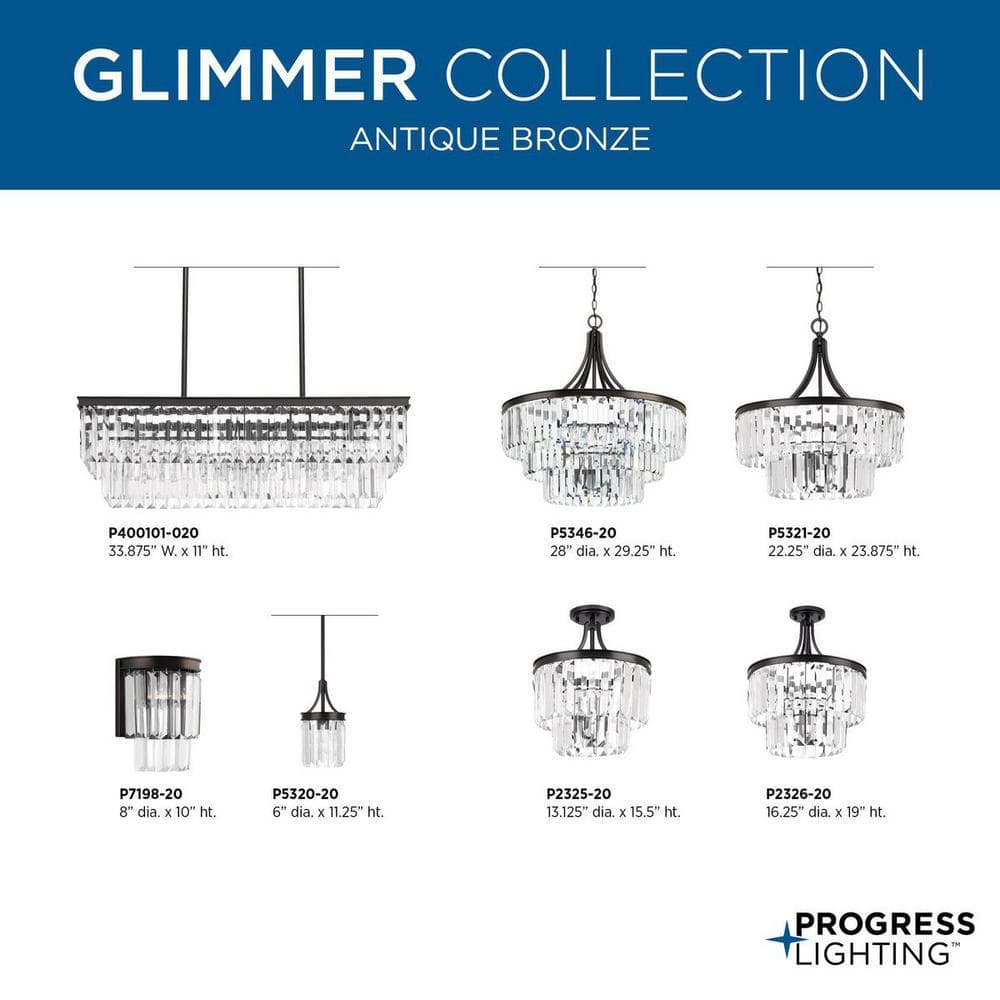 Progress Lighting Glimmer Collection 4-Light Antique Bronze Luxe Linear Chandelier Light