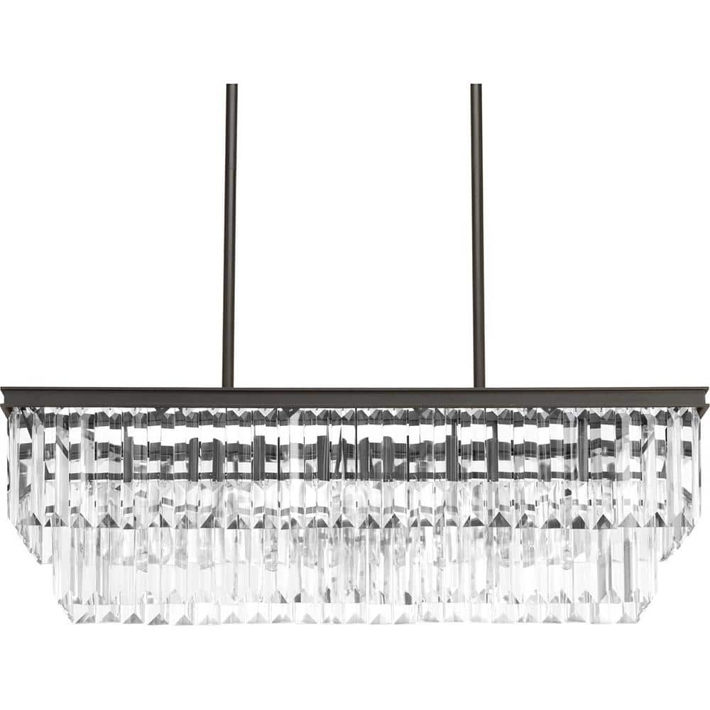 Progress Lighting Glimmer Collection 4-Light Antique Bronze Luxe Linear Chandelier Light