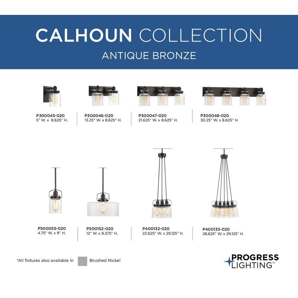 Progress Lighting Calhoun Collection 3-Light Antique Bronze Chandelier with Shade