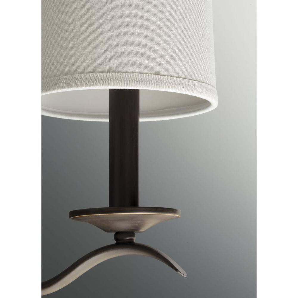 Progress Lighting Inspire Collection 5-Light Antique Bronze Off-White Linen Shade Traditional Empire Chandelier Light