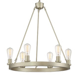 Vanity Art Farmhouse Vintage 6-Light Antique Silver Wagon Wheel Chandelier