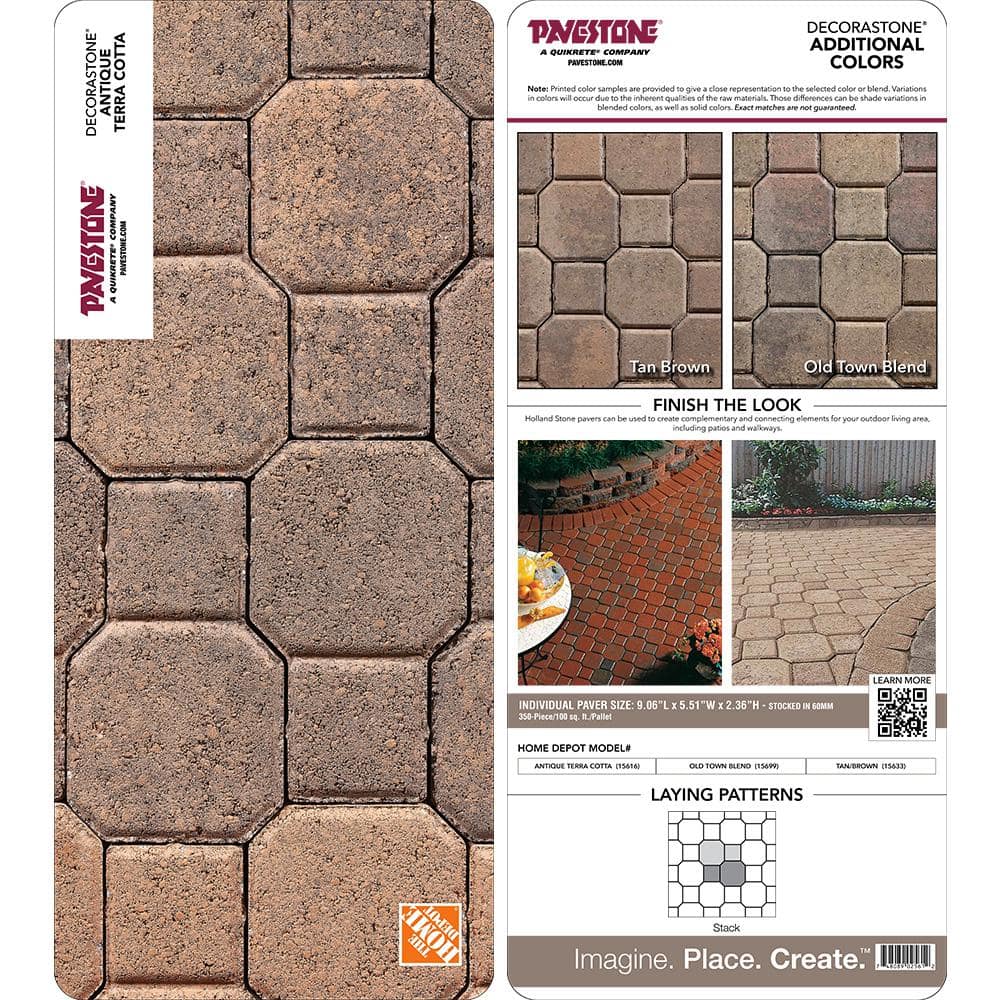 Pavestone Paper Sample Only of Decorastone 9.06 in. L x 5.51 in. W x 2.36 in. H Antq Terra Cotta Concrete Paver (1-Piece)