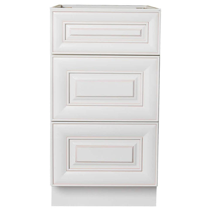 Plywell Ready to Assemble 12x34.5x24 in. Base Drawer with 1 Standard Drawer with 2 Deep Drawers in Antique White