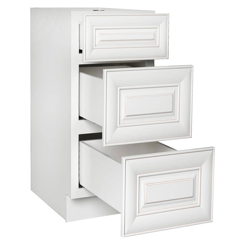 Plywell Ready to Assemble 21x34.5x24 in. Base Drawer with 1 Standard Drawer with 2 Deep Drawers in Antique White