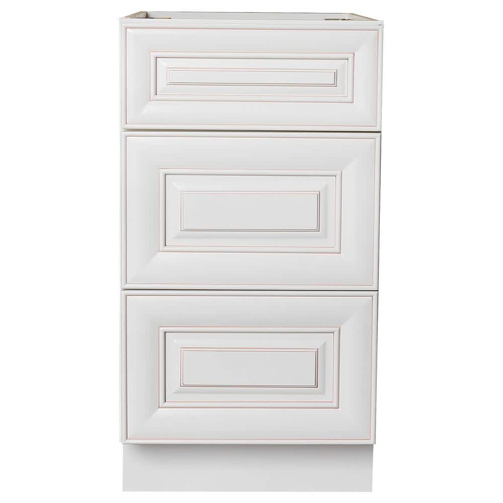 Plywell Ready to Assemble 21x34.5x24 in. Base Drawer with 1 Standard Drawer with 2 Deep Drawers in Antique White