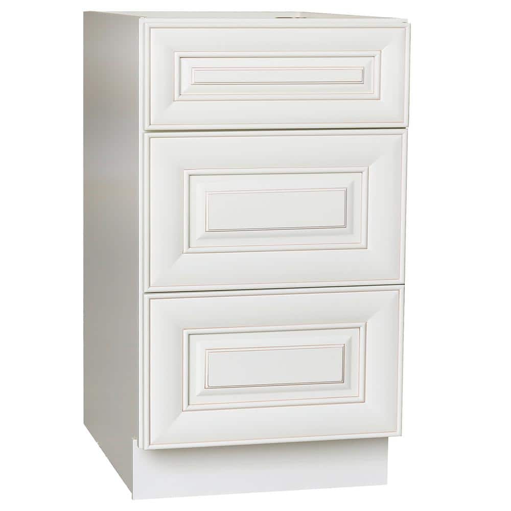 Plywell Ready to Assemble 21x34.5x24 in. Base Drawer with 1 Standard Drawer with 2 Deep Drawers in Antique White