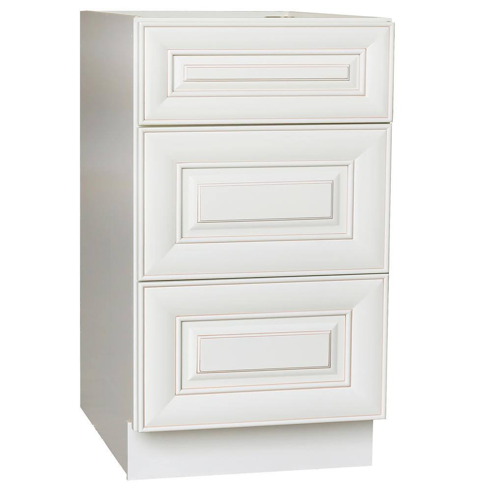 Plywell Ready to Assemble 27x34.5x24 in. Base Drawer with 1 Standard Drawer with 2 Deep Drawers in Antique White