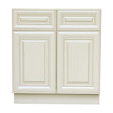 Plywell Ready to Assemble 36x34.5x24 in. Sink Base Cabinet with 2-Door and 2 Fake Drawers in Antique White