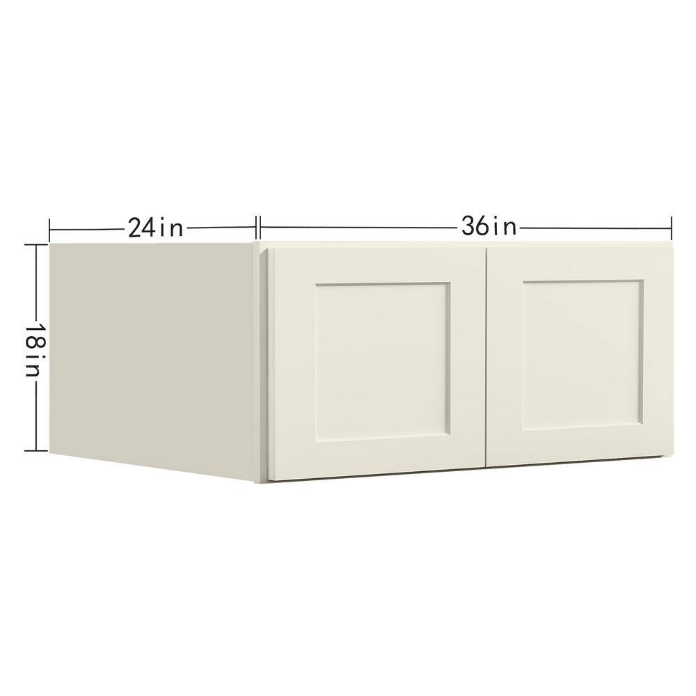 36 in. W x 24 in. D x 18 in. H in Antique White Plywood Ready to Assemble Kitchen Wall Cabinets with 2-Doors