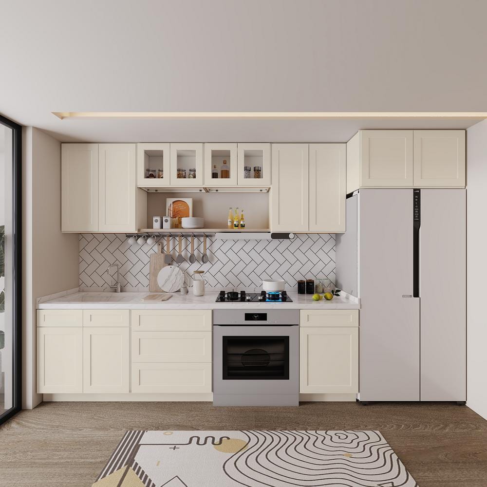 36 in. W x 24 in. D x 18 in. H in Antique White Plywood Ready to Assemble Kitchen Wall Cabinets with 2-Doors