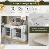 Runesay 60 in. W x 15.7 in. D x 33.9 in. H Antique White MDF Ready to Assemble Kitchen Cabinet Sideboard with Drawers and Doors