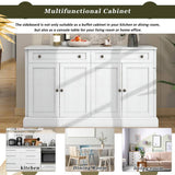 Runesay 60 in. W x 15.7 in. D x 33.9 in. H Antique White MDF Ready to Assemble Kitchen Cabinet Sideboard with Drawers and Doors