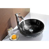 ANZZI Dragon’s Crest Black Jade Stone Vessel Bathroom Sink, 17-1/2 in. Round
