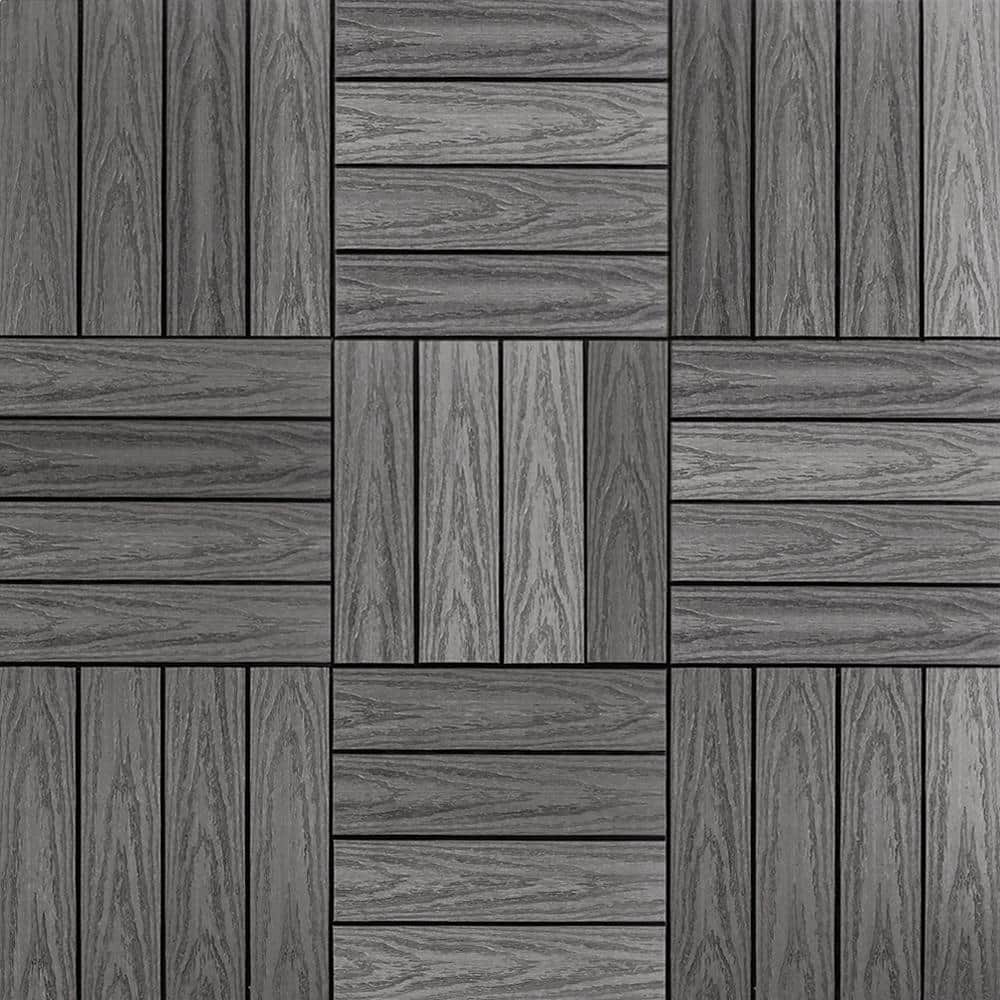 NewTechWood UltraShield Naturale 1 ft. x 1 ft. Quick Deck Outdoor Composite Deck Tile Sample in Argentinian Silver Gray