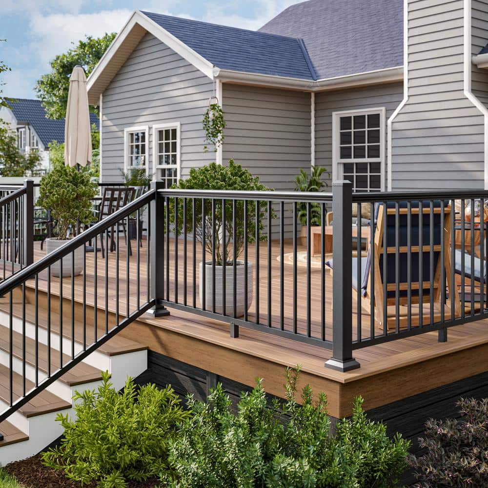 Aria Railing 36 in. x 91.31 in. Black Powder Coated Aluminum Preassembled Deck Stair Railing Kit