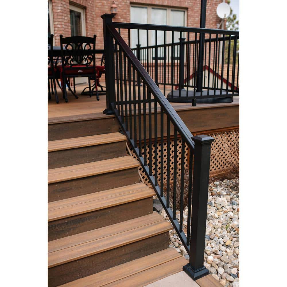 Aria Railing 36 in. x 91.31 in. Black Powder Coated Aluminum Preassembled Deck Stair Railing Kit