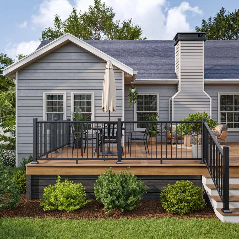 Aria Railing 36 in. x 91.31 in. Black Powder Coated Aluminum Preassembled Deck Stair Railing Kit