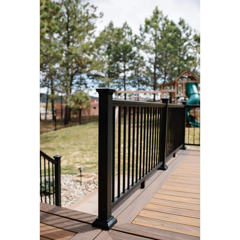 Aria Railing 3 in. x 3 in. x 36 in. Black Powder Coated Aluminum Deck Post Kit