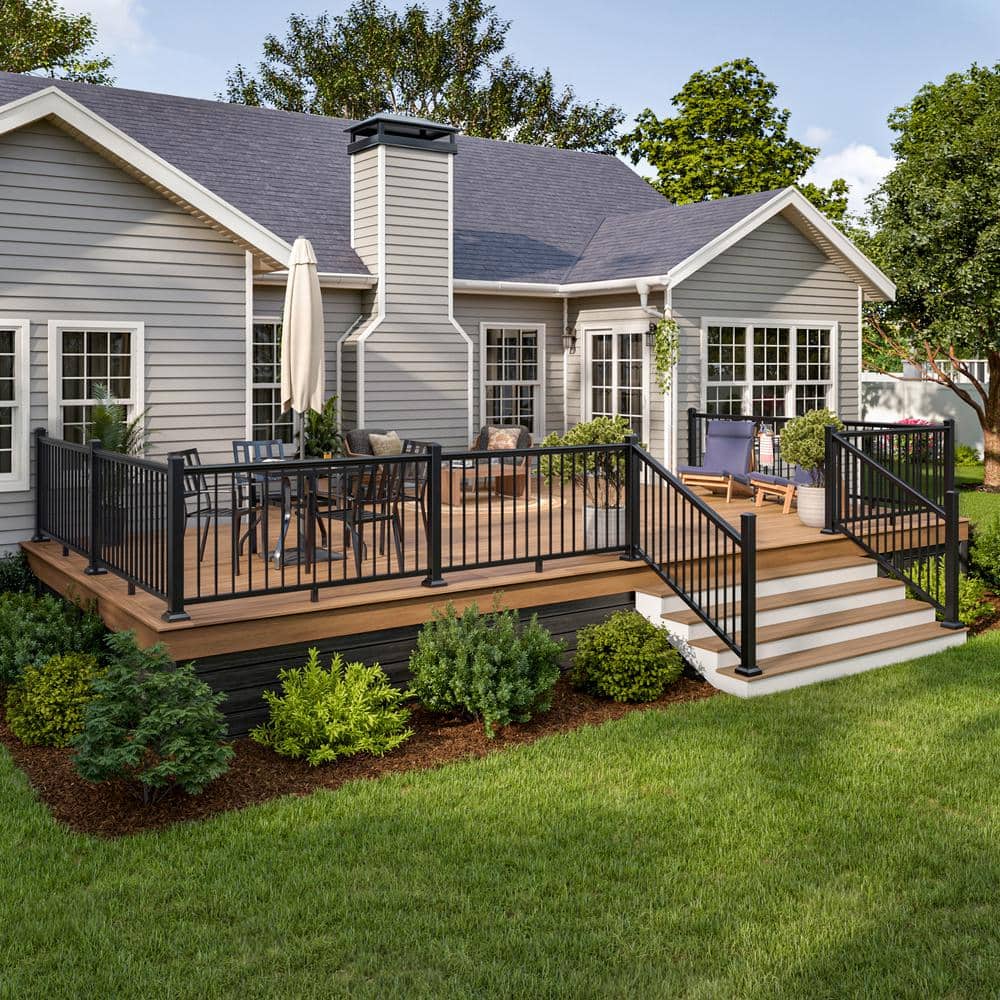 Aria Railing 3 in. x 3 in. x 36 in. Black Powder Coated Aluminum Deck Post Kit
