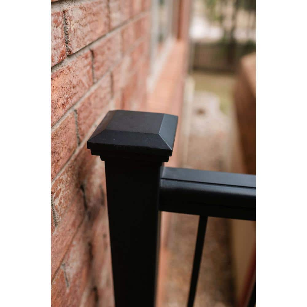 Aria Railing 3 in. x 3 in. x 36 in. Black Powder Coated Aluminum Deck Post Kit