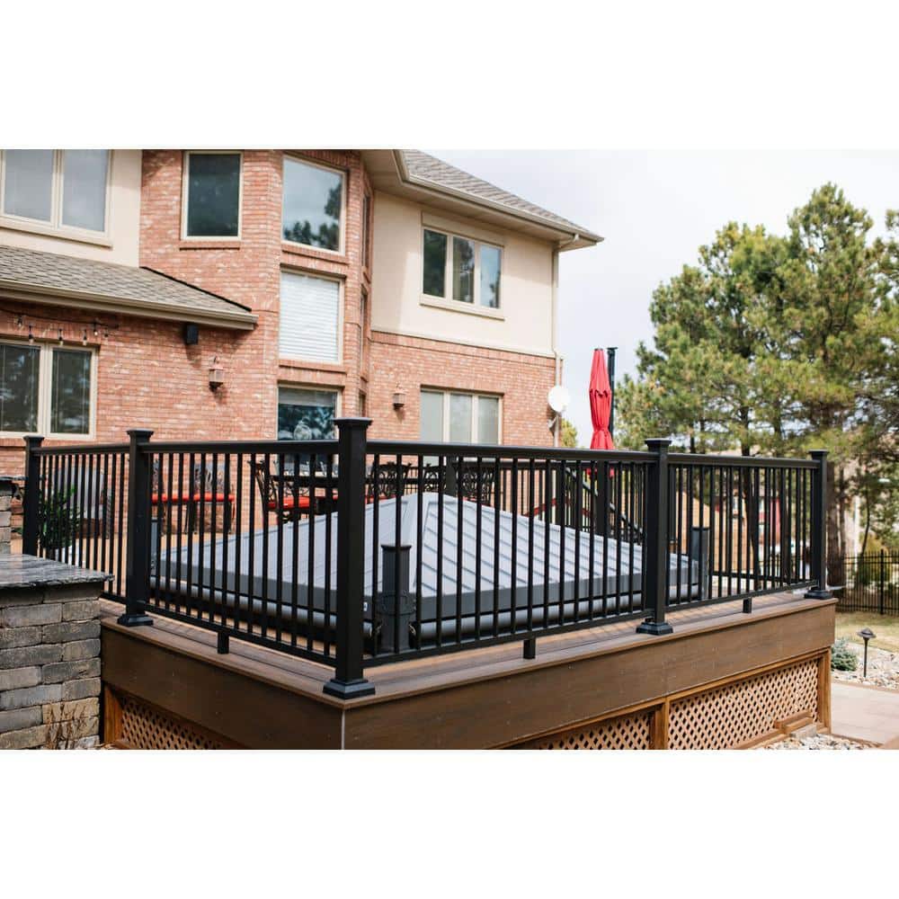 Aria Railing Powder Coated Aluminum Preassembled Deck Railing 36 in. x 91.31 in. - Black