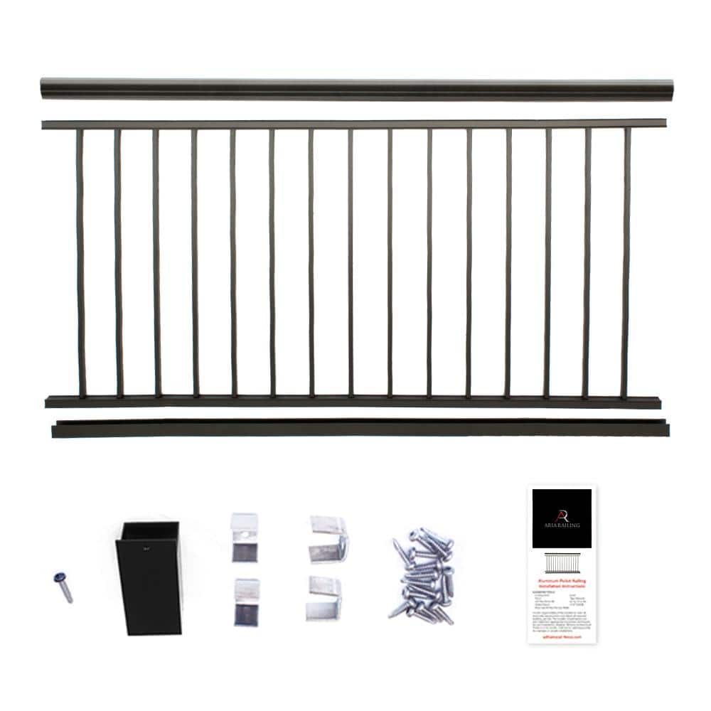 Aria Railing Powder Coated Aluminum Preassembled Deck Railing 36 in. x 91.31 in. - Black
