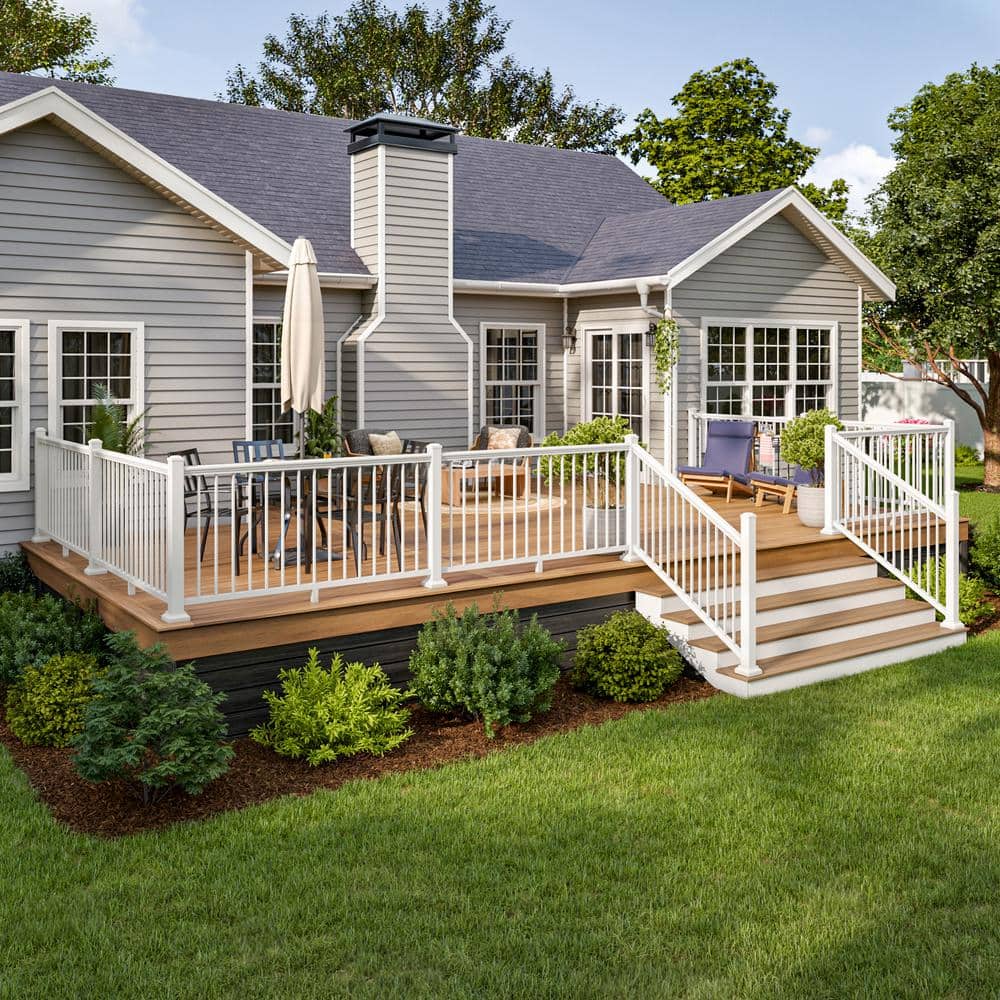 Aria Railing 42 in. x 69.43 in. White Powder Coated Aluminum Preassembled Deck Stair Railing