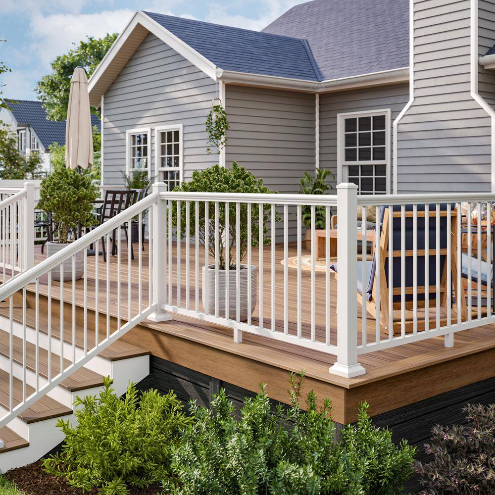 Aria Railing 42 in. x 69.43 in. White Powder Coated Aluminum Preassembled Deck Stair Railing