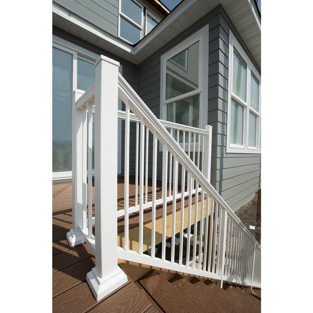 Aria Railing 42 in. x 69.43 in. White Powder Coated Aluminum Preassembled Deck Stair Railing