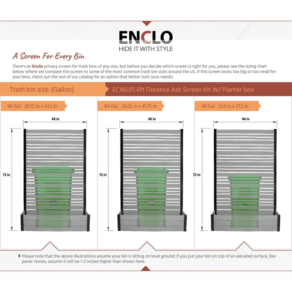 Enclo Privacy Screens Florence 6 ft. x 4 ft. Ash Vinyl Privacy Screen and Planter Box Kit