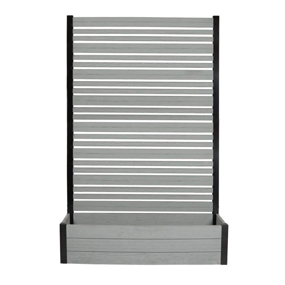 Enclo Privacy Screens Florence 6 ft. x 4 ft. Ash Vinyl Privacy Screen and Planter Box Kit