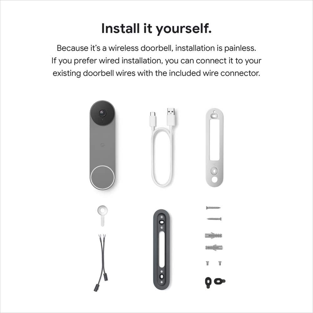 Google Nest Doorbell (Battery) - Smart Wi-Fi Video Doorbell Camera - Ash