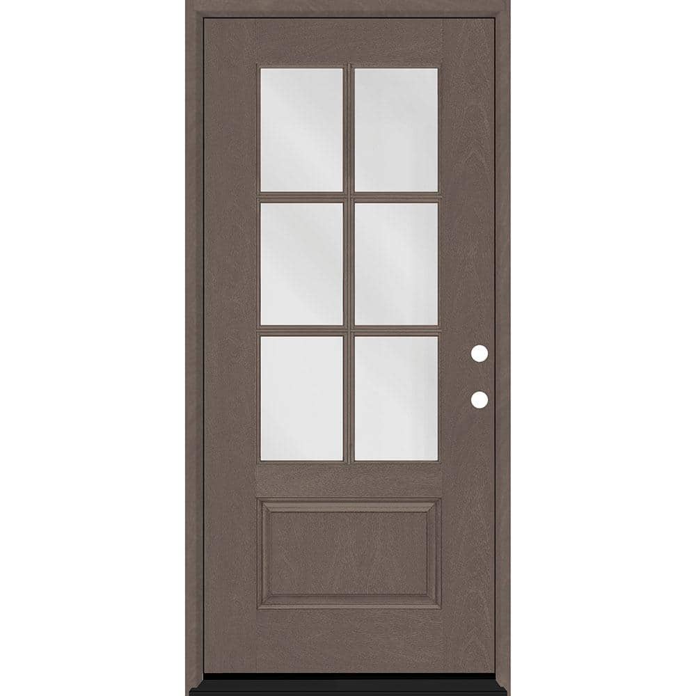 Steves & Sons Regency 36 in. x 80 in. 3/4-6 Lite Clear Glass RHIS Ashwood Stain Mahogany Fiberglass Prehung Front Door