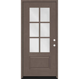 Steves & Sons Regency 36 in. x 80 in. 3/4-6 Lite Clear Glass RHIS Ashwood Stain Mahogany Fiberglass Prehung Front Door