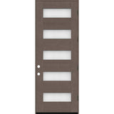 Steves & Sons Regency 36 in. x 96 in. 5-Lite Modern Frosted Glass LH Outswing Ashwood-Stained Fiberglass Prehung Front Door