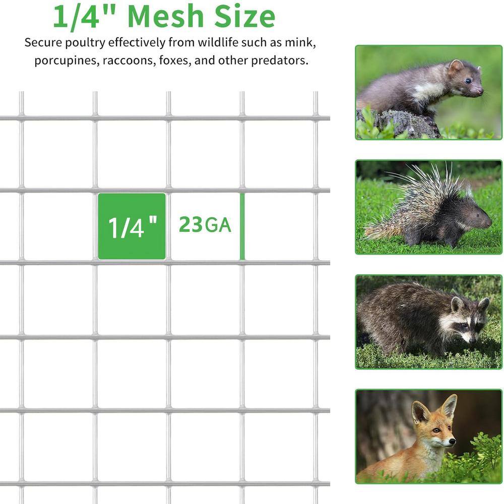 ATENGNES 48 in. x 100 ft. 23-Gauge Galvanized 1/4 in. Chicken Wire Hardware Cloth Fencing Netting Mesh Rolls Garden Rabbit Fence