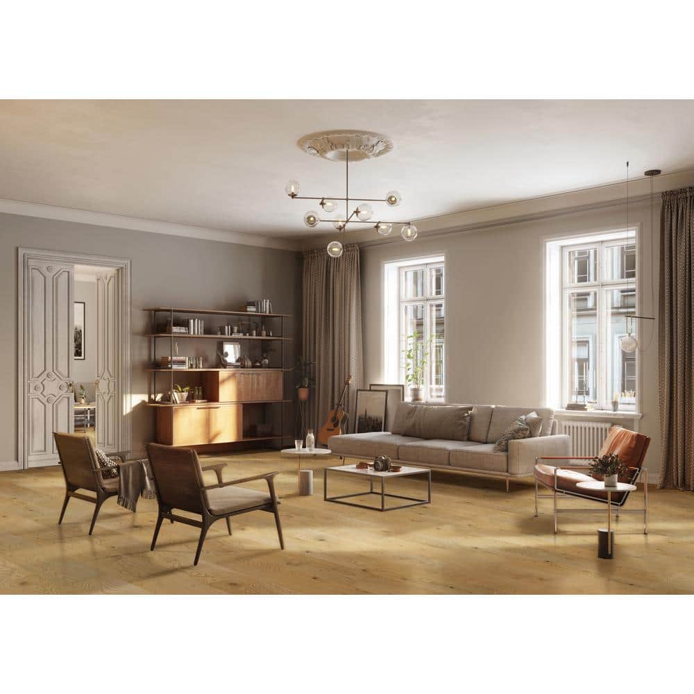 A&A Surfaces Woodridge Aurora Gold Oak .28 in. x 6.5 in. Waterproof Wire Brushed Engineered Hardwood Flooring (1040.16 sq.ft./pallet)