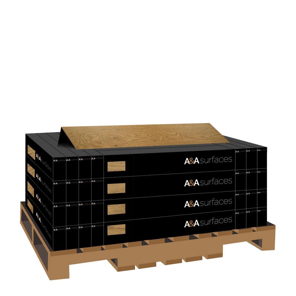 A&A Surfaces Woodridge Aurora Gold Oak .28 in. x 6.5 in. Waterproof Wire Brushed Engineered Hardwood Flooring (1040.16 sq.ft./pallet)