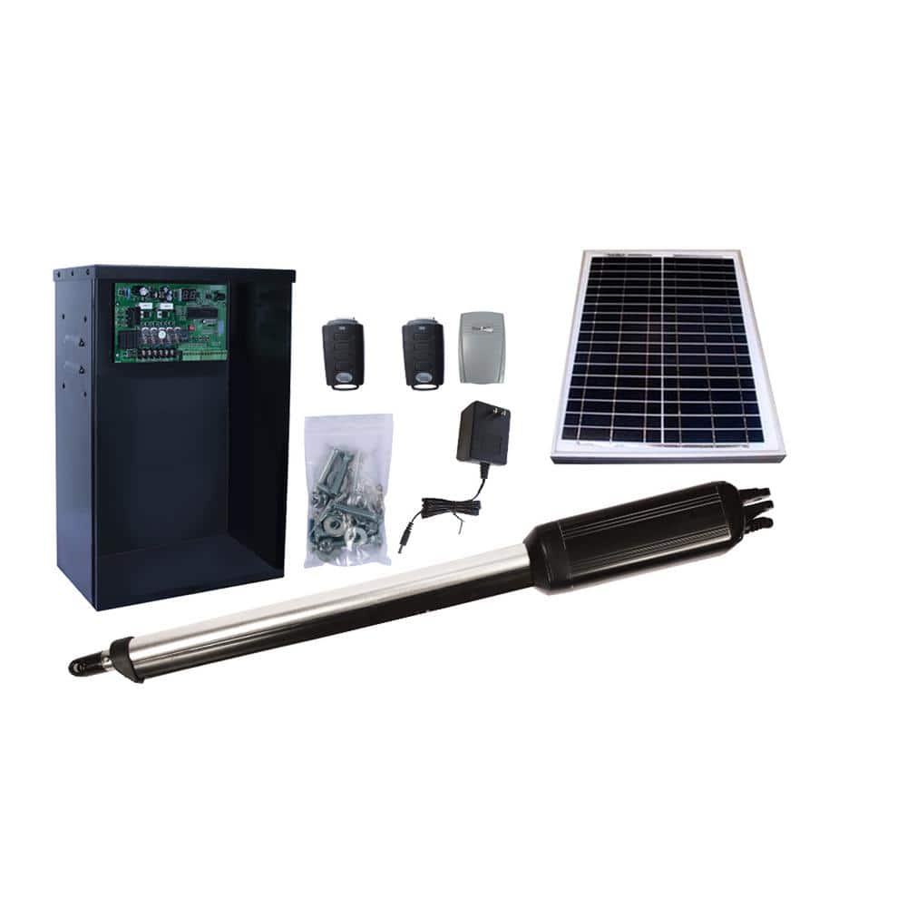 Single Swing Automatic Gate Opener Kit with 30-Watt Solar Panel
